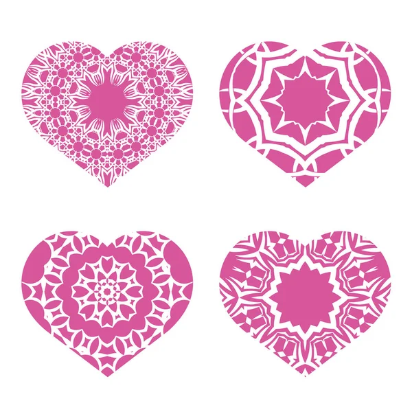Ρομαντικό ροζ καρδιά σετ. Σύμβολο ημέρα του Αγίου Βαλεντίνου. — Διανυσματικό Αρχείο