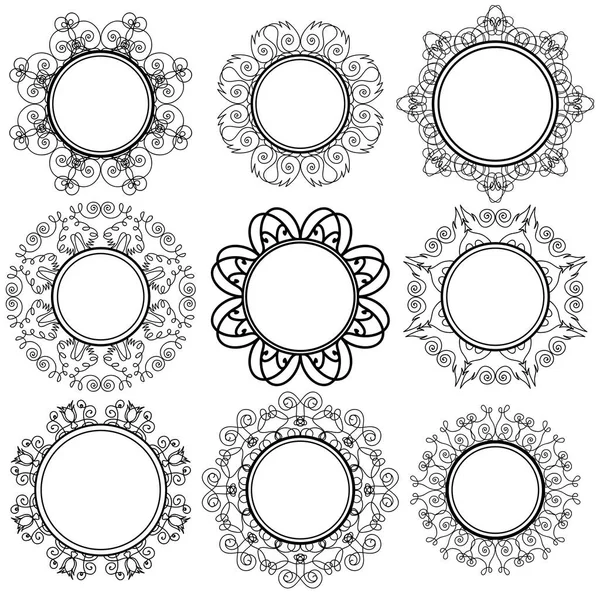 Conjunto de adornos geométricos de círculo — Vector de stock