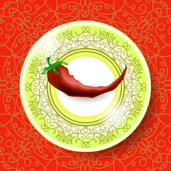 Hot Red Pepper na dekorativní ubrus — Stockový vektor