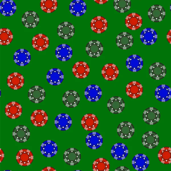 Азартні ігри Пластикові кольорові фішки Безшовний візерунок — стоковий вектор