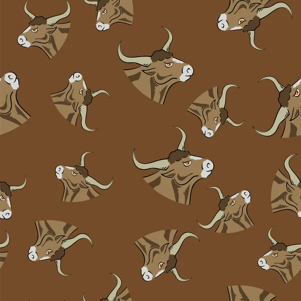 Bull hoofd pictogram naadloze patroon — Stockvector