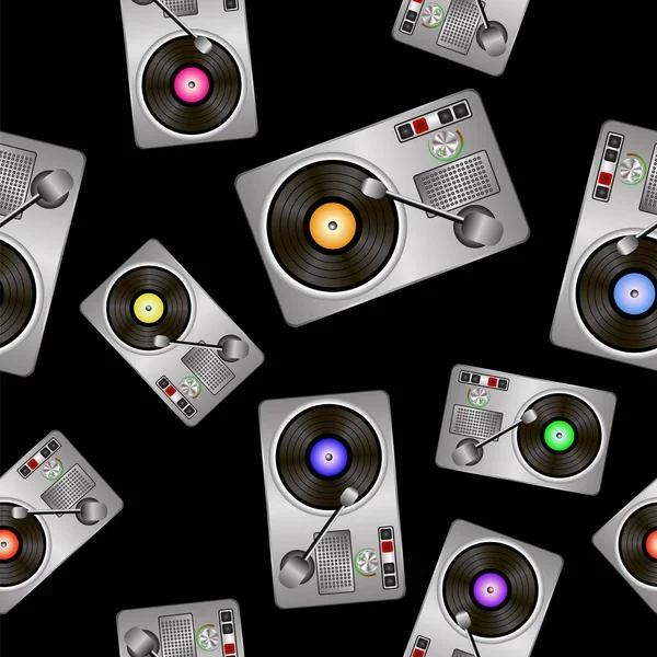 Lecteurs de disques en vinyle Modèle sans couture — Image vectorielle
