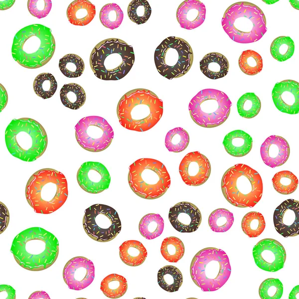多彩新鲜甜甜甜圈无缝模式 — 图库矢量图片