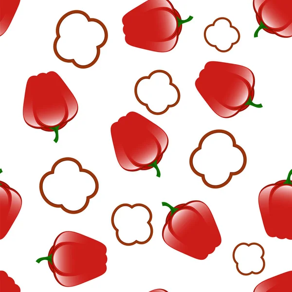 Bell Red Peppers Seamless Pattern — Stock Vector
