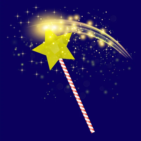 Realistic Magic Wand with Starry Lights — Stock Vector