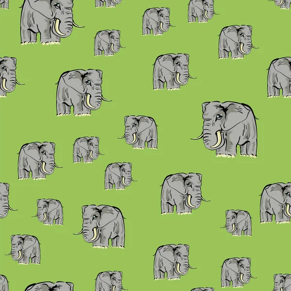 Cartoon Elephant Seamless Pattern — Stock Vector