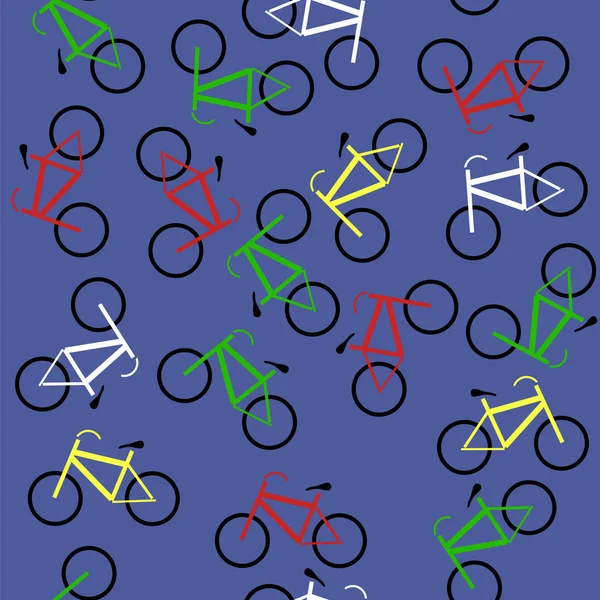 Colored Bicycles Silhouettes Seamless Pattern — Stock Vector