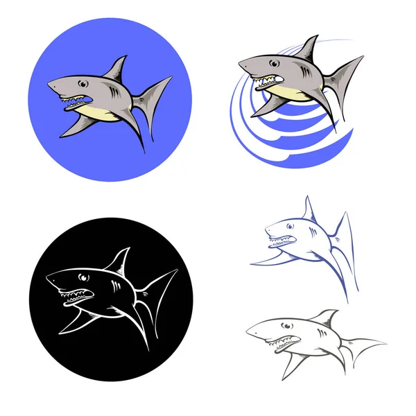 Big Shark pictogrammen — Stockvector