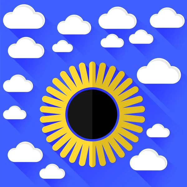 Солнечное затмение и облака — стоковый вектор