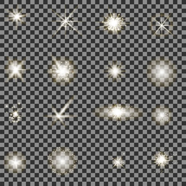 Conjunto de diferentes luces blancas — Vector de stock