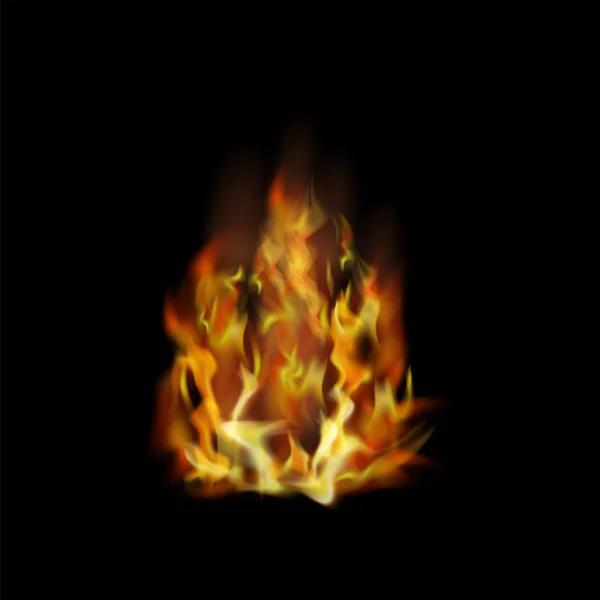 Siyah arka plan üzerinde izole alev ateş — Stok Vektör