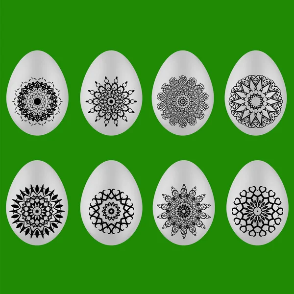 Sada velikonočních vajec s různými ornamenty — Stockový vektor