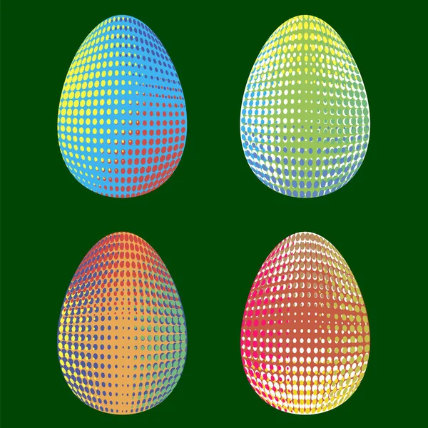 Conjunto de huevos de Pascua con diferentes adornos punteados — Vector de stock