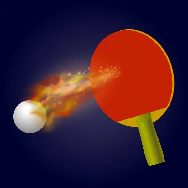 Raqueta y pelota de tenis de mesa — Vector de stock