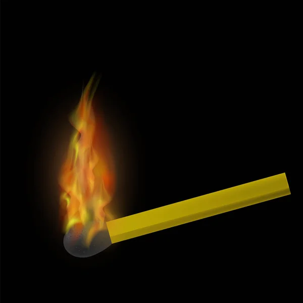 Burning Match med eld flamma — Stock vektor