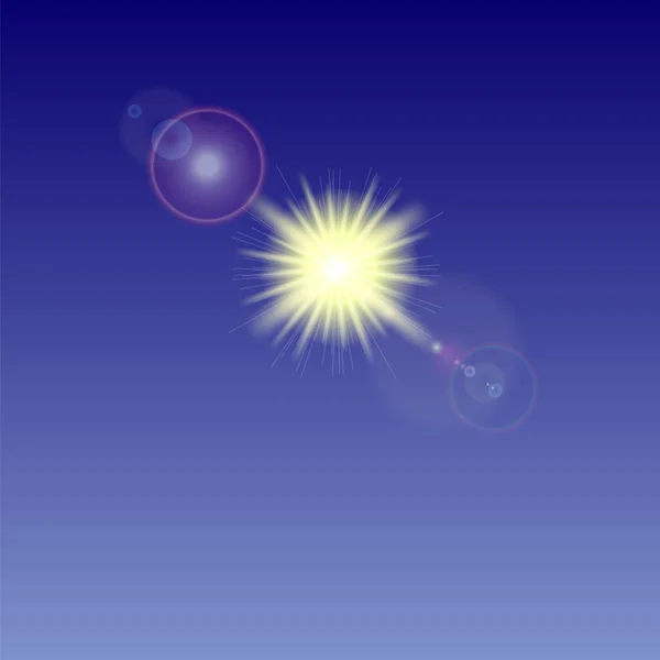 Gul Sun bakgrund. Sommaren mönster. Blå himmel — Stock vektor