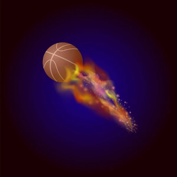 Burning Basketball Orange Ball Icon — Stock Vector