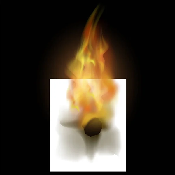 Libro bianco bruciante con fiamma di fuoco — Vettoriale Stock