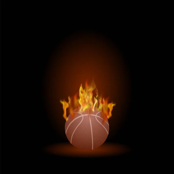 Icône de balle orange de basket-ball brûlante — Image vectorielle