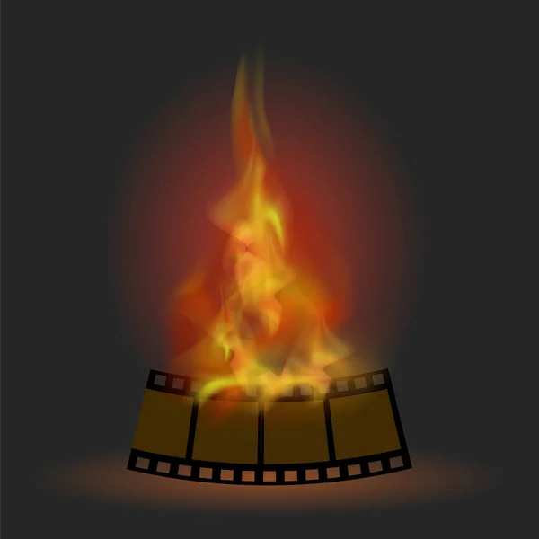 Brennender Streifen mit Flamme — Stockvektor