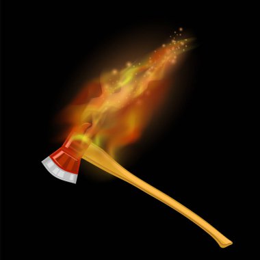 İtfaiyeci balta simgesi ateşle yakma