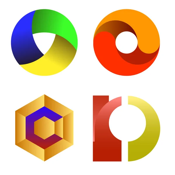 Sada barevné ikony. Barevné písmeno Logo — Stockový vektor