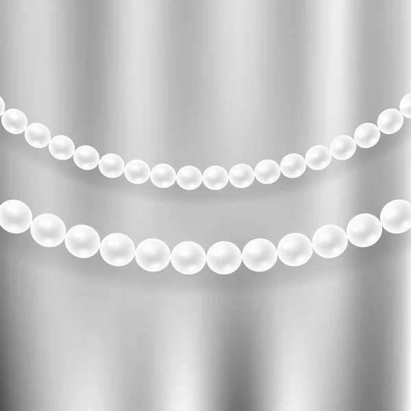 自然の白い真珠のネックレス — ストックベクタ