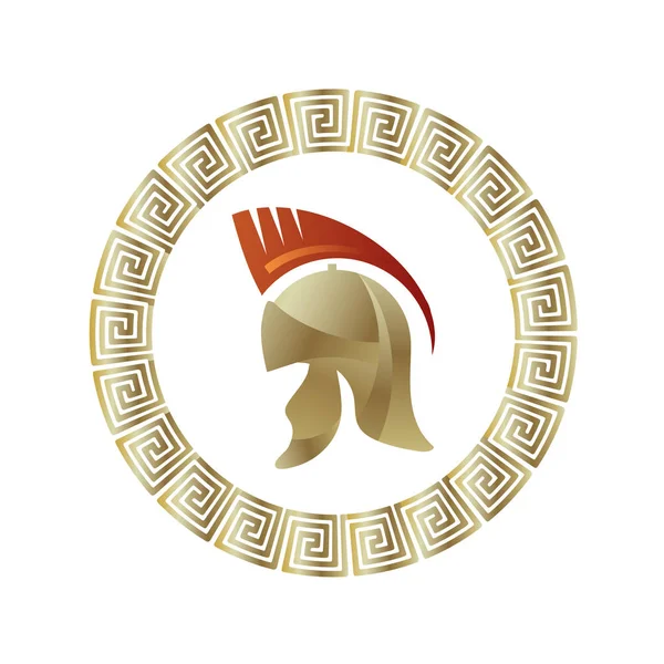 Icono del casco griego. Marco de gradiente de círculo — Vector de stock