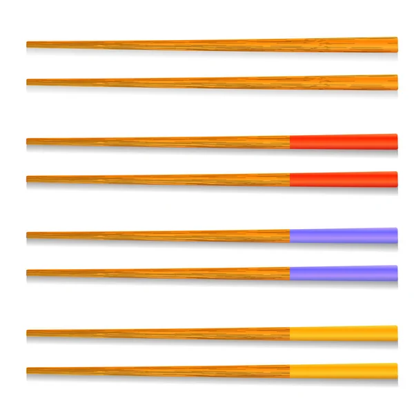 Set of Traditional Colored Asian Chopsticks — Stock Vector