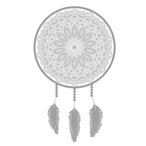 Dream Catcher Silhouette with Feathers — Stock Vector