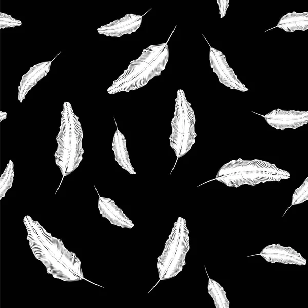 Nahtloses Muster aus weißen Federn — Stockvektor