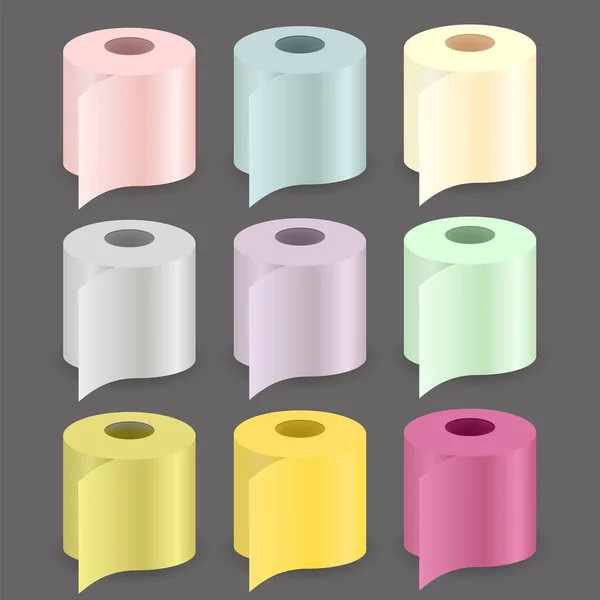 Conjunto de rolos de papel colorido — Vetor de Stock