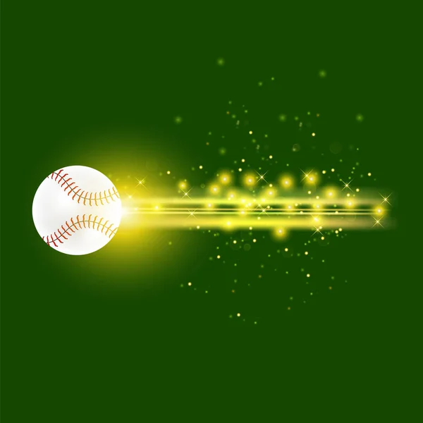 Balle de baseball brûlante avec étincelles jaunes — Image vectorielle