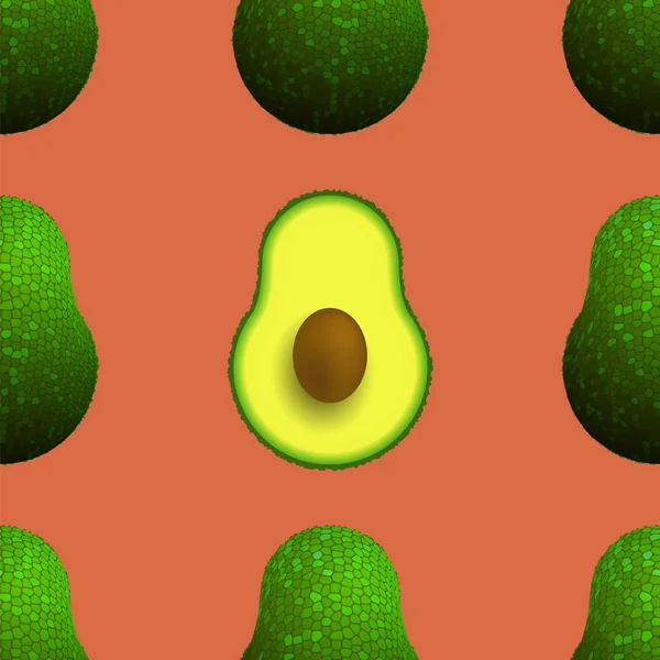 Geschnittene reife Avocado nahtloses Muster — Stockvektor