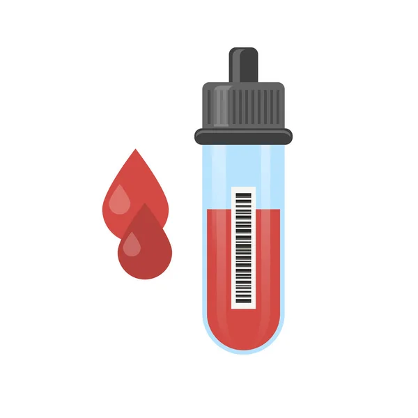 Tubo de ensayo con sangre y gotas — Vector de stock