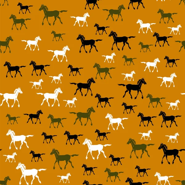 Colored Running Horse Seamless Pattern — Stock Vector