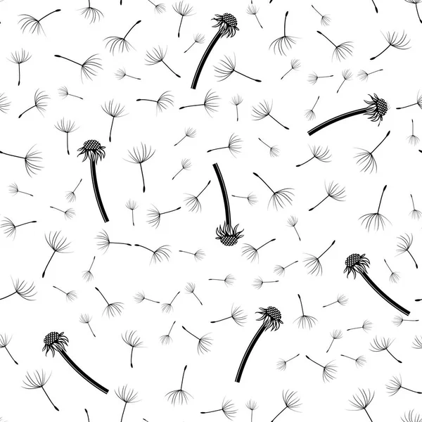 タンポポの花のシルエットのシームレス パターン — ストックベクタ
