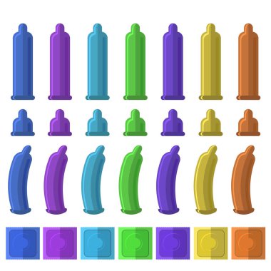 Renkli prezervatif kümesi