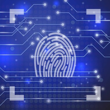 mavi arka plan üzerinde parmak izi