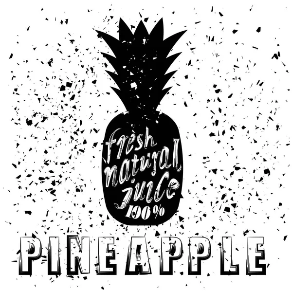 Ananas ikona Typografia Design. Vintage owoc plakat — Wektor stockowy