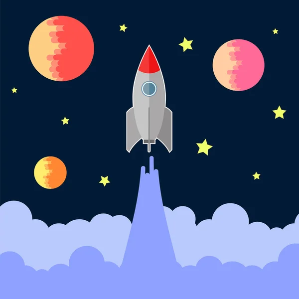 Space Rocket Fly — Stockvector