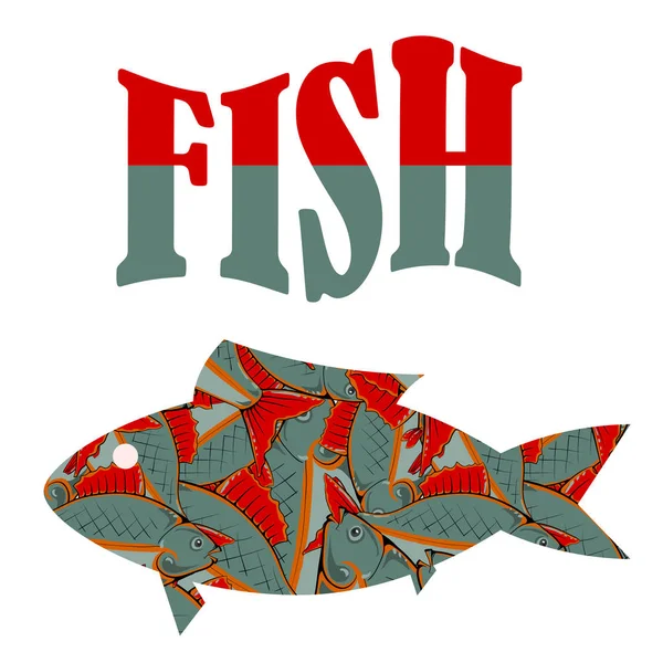 Testo del modello di pesce — Vettoriale Stock
