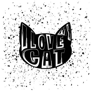 Tipografi tasarımı baskı ile kedi siluet