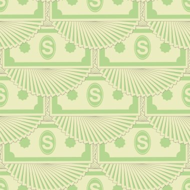 Kağıt dolar Dikişsiz desen beyaz arka plan üzerinde kümesi. Amerikan banknotlar. Nakit para. Bize para birimi