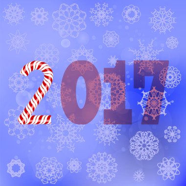 Şeker kamışı ile Kış Noel mavi kar tanesi arka plan