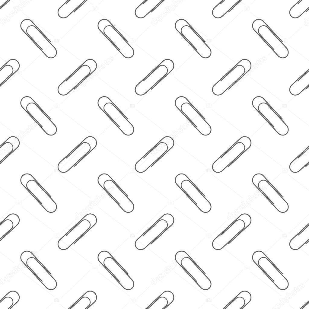 Paper Clip Silhouette Seamless Pattern on White