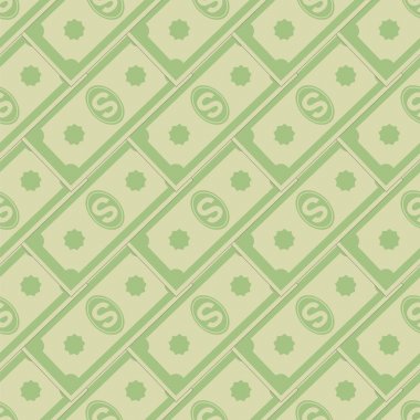 Kağıt dolar Dikişsiz desen beyaz arka plan üzerinde kümesi. Amerikan banknotlar. Nakit para. Bize para birimi