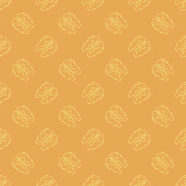 Mänskliga Hjärnan Ikonen Sömlösa Mönster Orange Bakgrund — Stockfoto