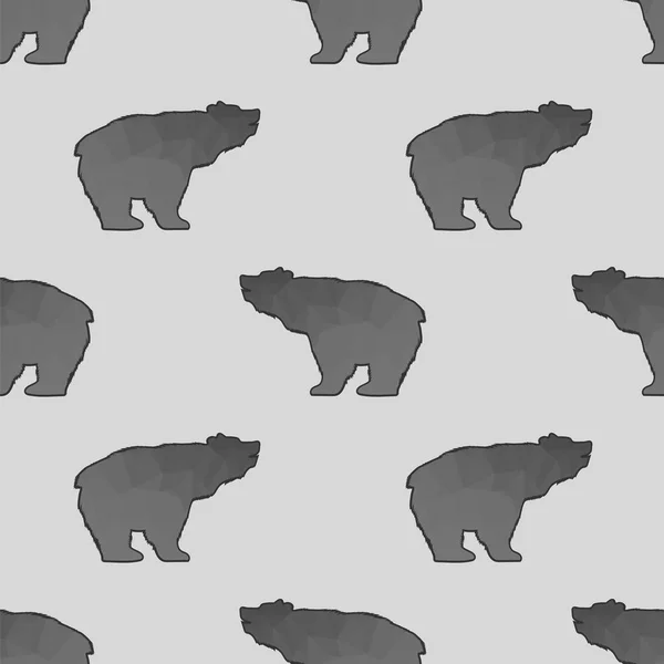 Медведь Полигональный Бесшовный Шаблон Животный Силуэт — стоковое фото