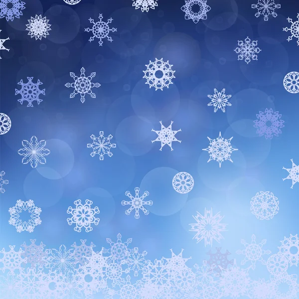 Téli Hópehely Minta Kék Karácsonyi Elmosódott Háttér — Stock Fotó